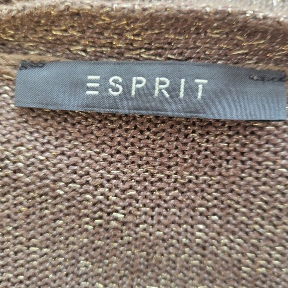 Esprit Brown Sparkle Open Long Cardigan Sweater Size Small - Picture 4 of 5